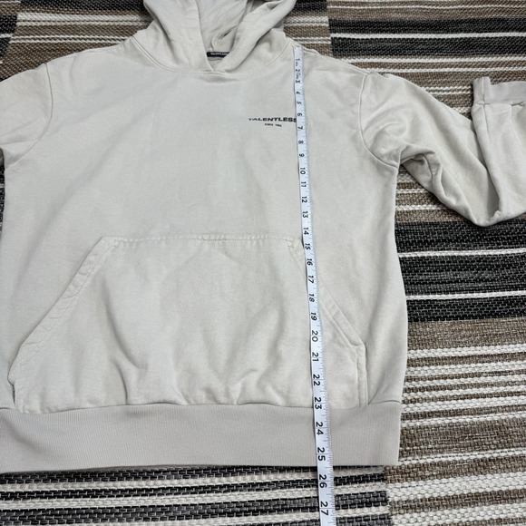 Talentless Hoodie Mens Medium Beige Pullover Graphic Kangaroo Pocket Since 1983 - Picture 13 of 13